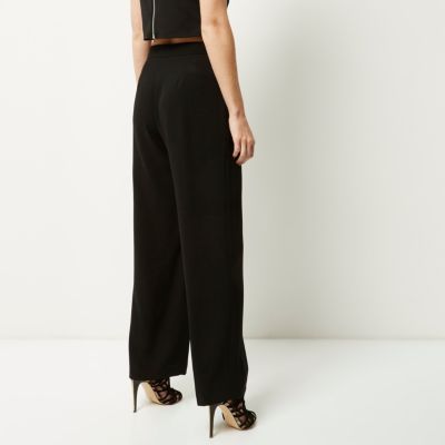 Black high waisted wide trousers